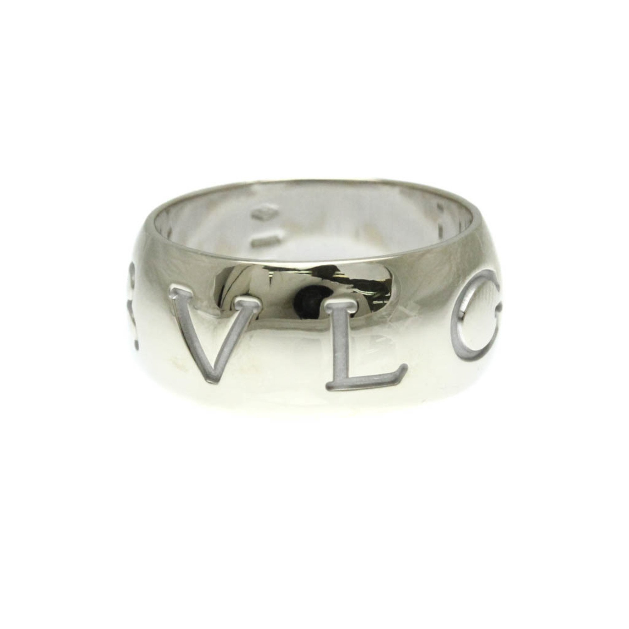 Bvlgari Monologo Ring White Gold (18K) Fashion No Stone Band Ring Silver