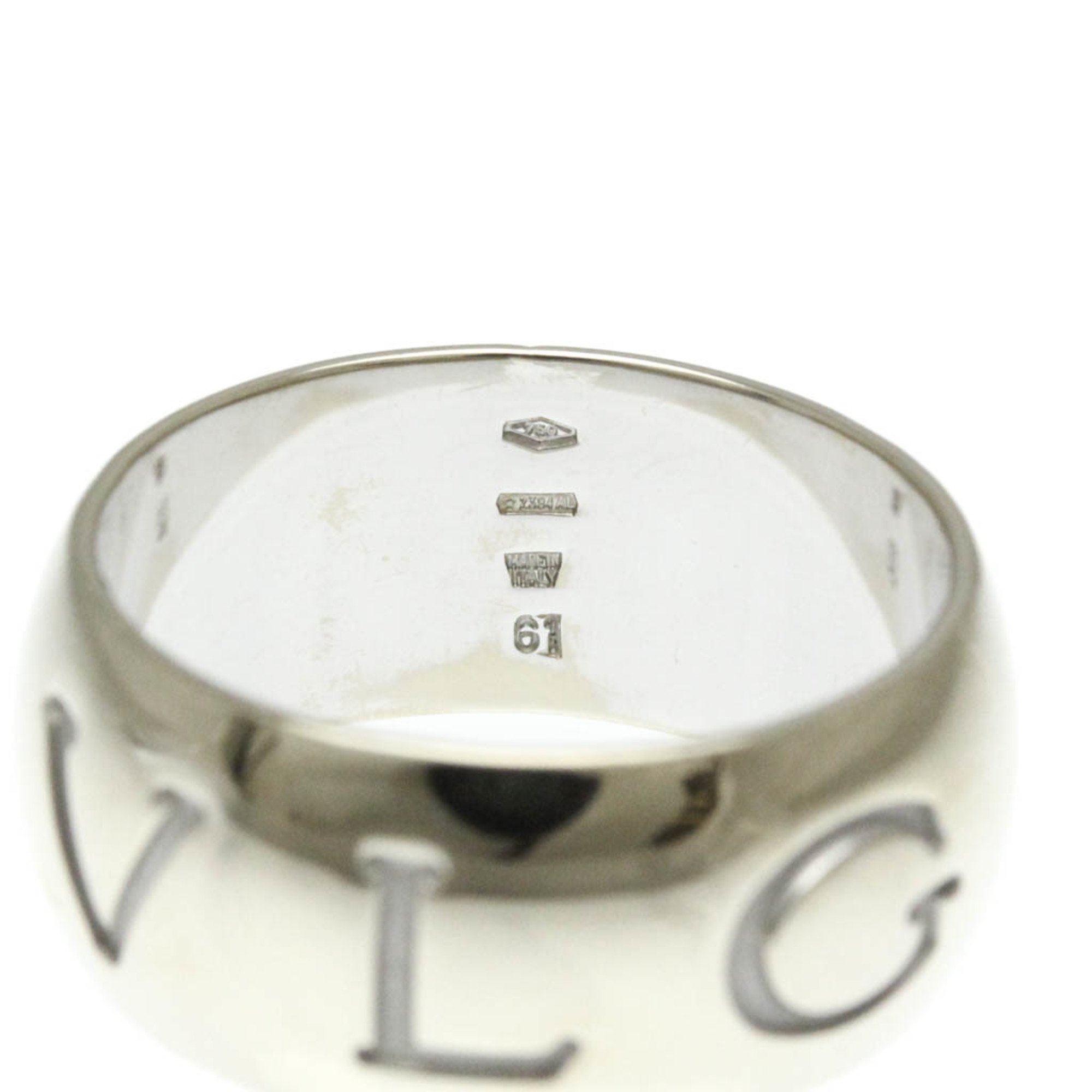 Bvlgari Monologo Ring White Gold (18K) Fashion No Stone Band Ring Silver