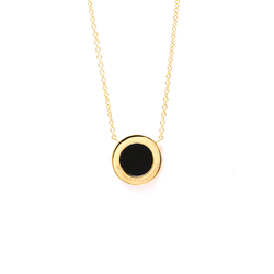 Tiffany T TWO Circle Diamond Onyx Necklace Pink Gold (18K) Diamond,Onyx Men,Women,Unisex Fashion Pendant Necklace (Pink Gold)