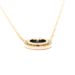 Tiffany T TWO Circle Diamond Onyx Necklace Pink Gold (18K) Diamond,Onyx Men,Women,Unisex Fashion Pendant Necklace (Pink Gold)