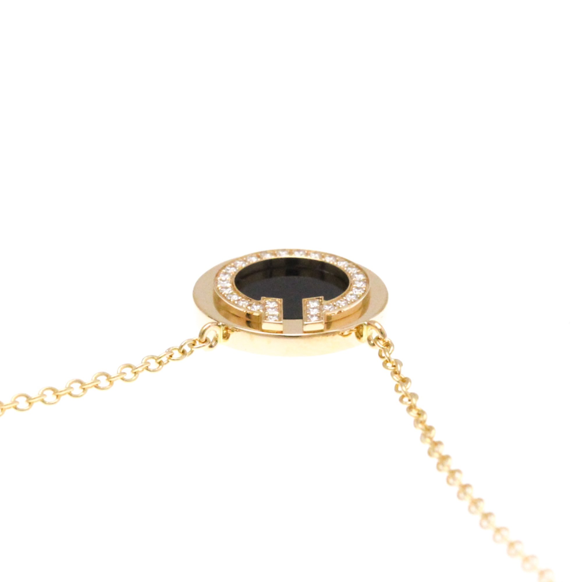 Tiffany T TWO Circle Diamond Onyx Necklace Pink Gold (18K) Diamond,Onyx Men,Women,Unisex Fashion Pendant Necklace (Pink Gold)