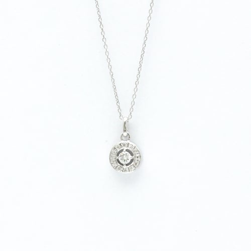 Vendome Aoyama Circle Diamond Necklace White Gold (18K) Diamond Men,Women Fashion Pendant Necklace Carat/0.14 (Silver)