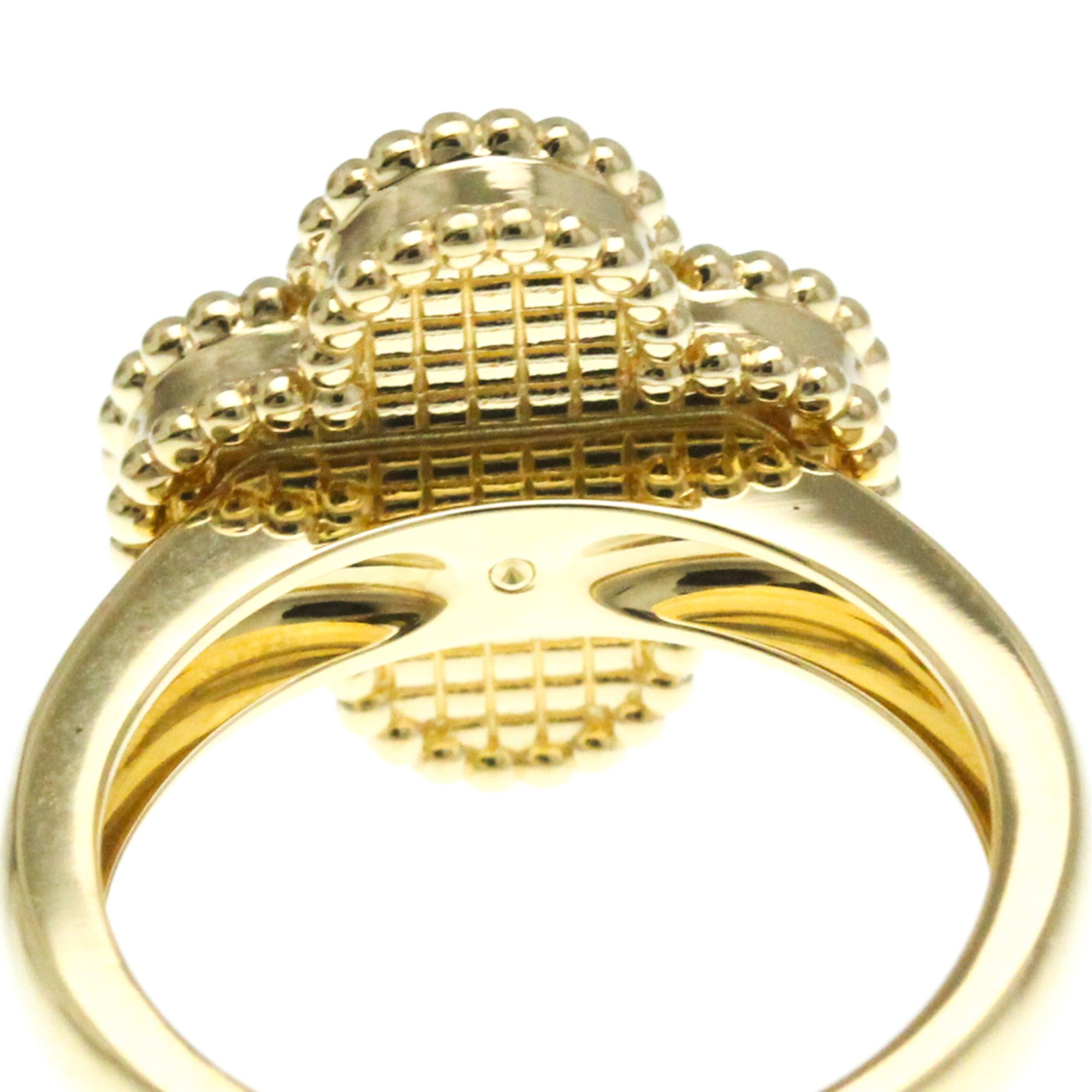 Van Cleef & Arpels Vintage Alhambra White Gold (18K) Fashion Diamond,Shell Band Ring Silver