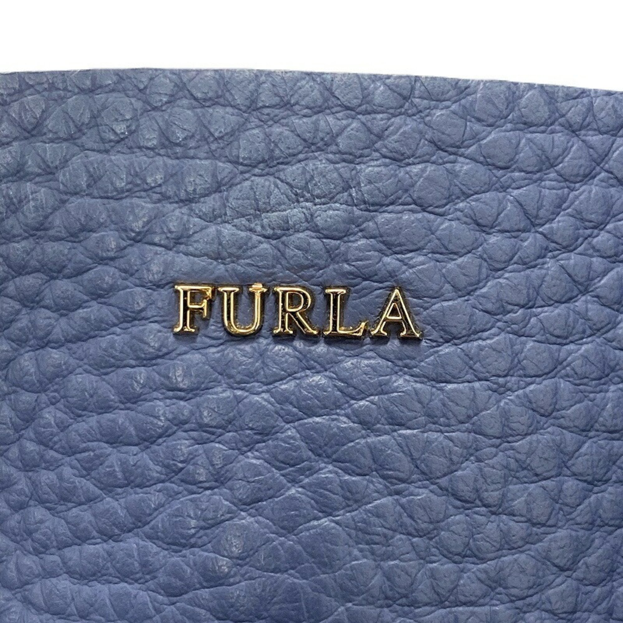 Furla FULRA Leather Capriccio M Hobo Shoulder Tote Bag F6852 Blue JA-19486