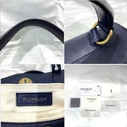 YSL Yves Saint Laurent Muse Two Navy & White Handbag Tote Bag KB-8997