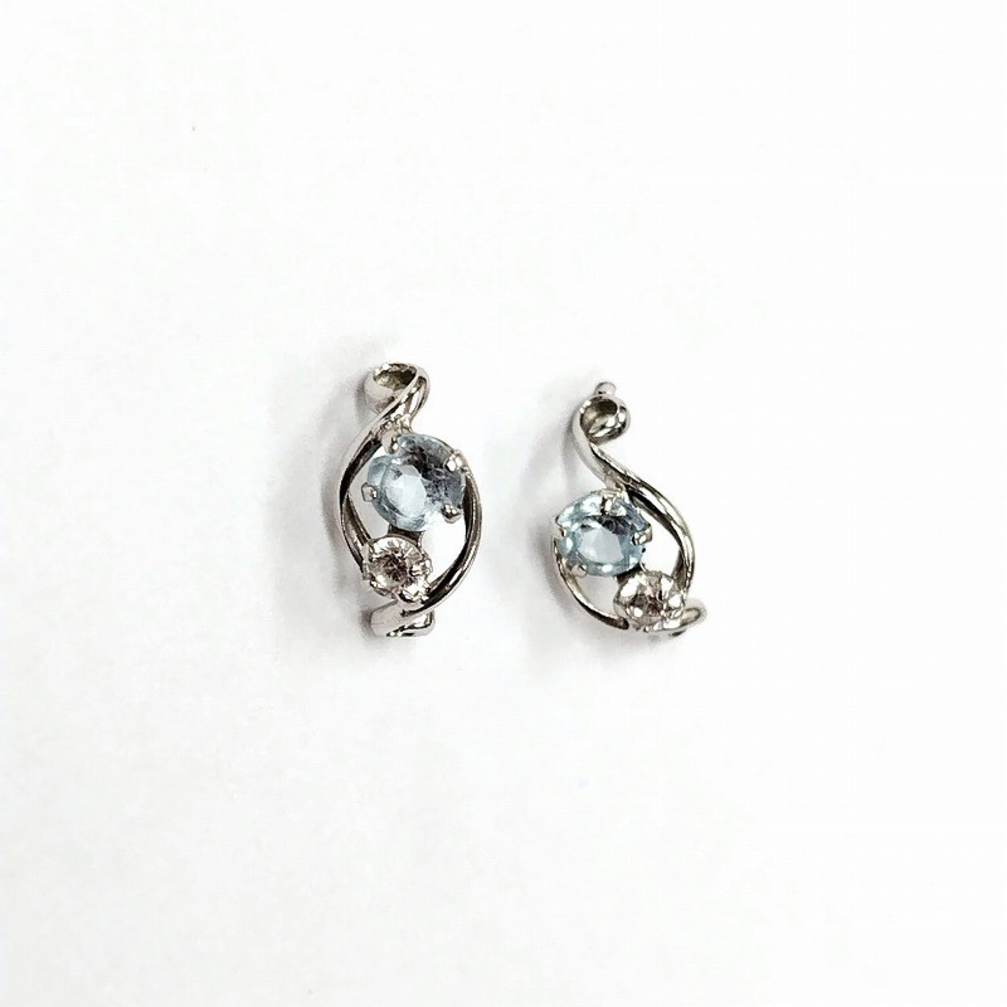 Samantha Tiara Silva K18WG Asymmetric Stone Earrings 0.47g JA-19501