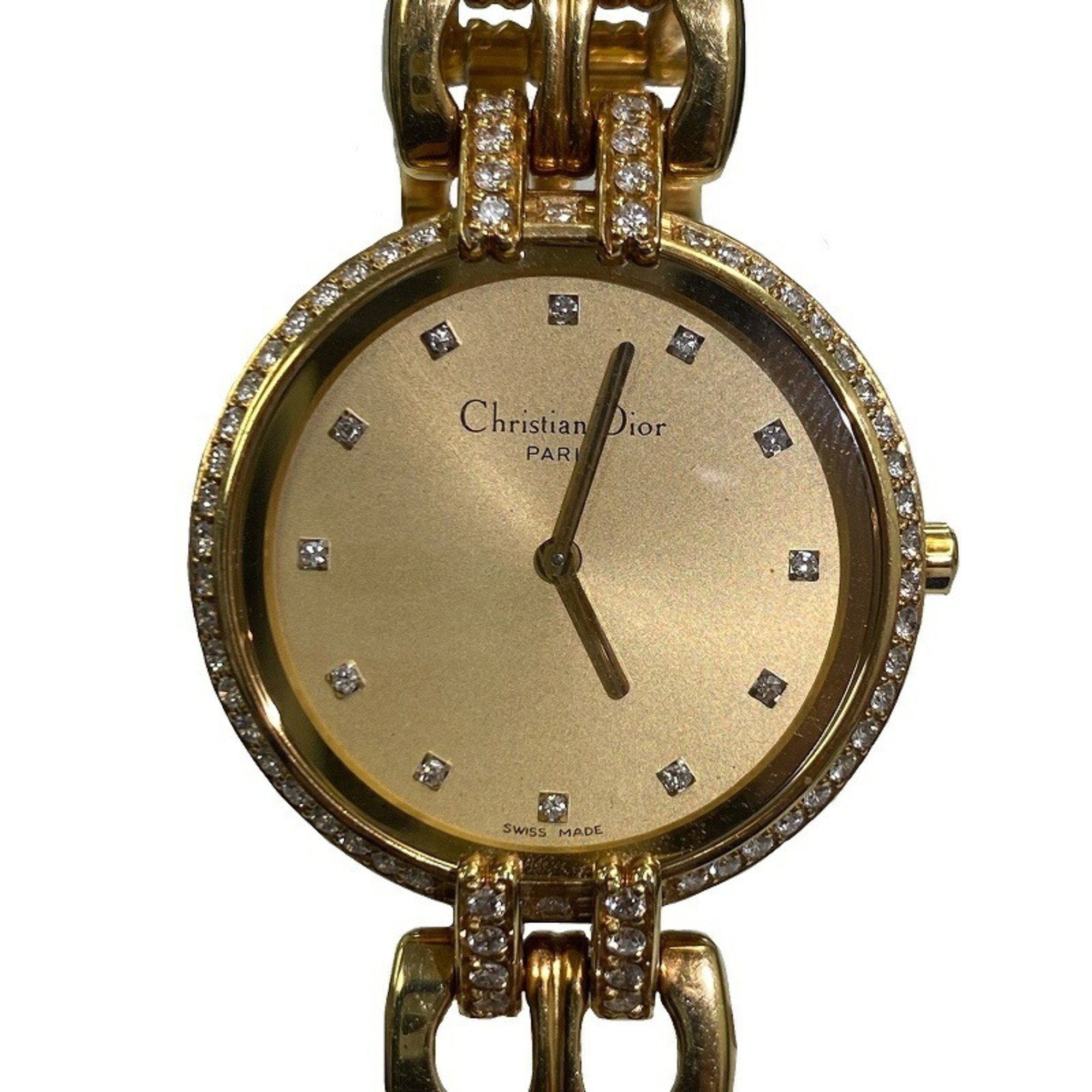 Christian Dior Bagira Diamond Bezel 12P Solid Gold Ladies Quartz Watch JA-19564