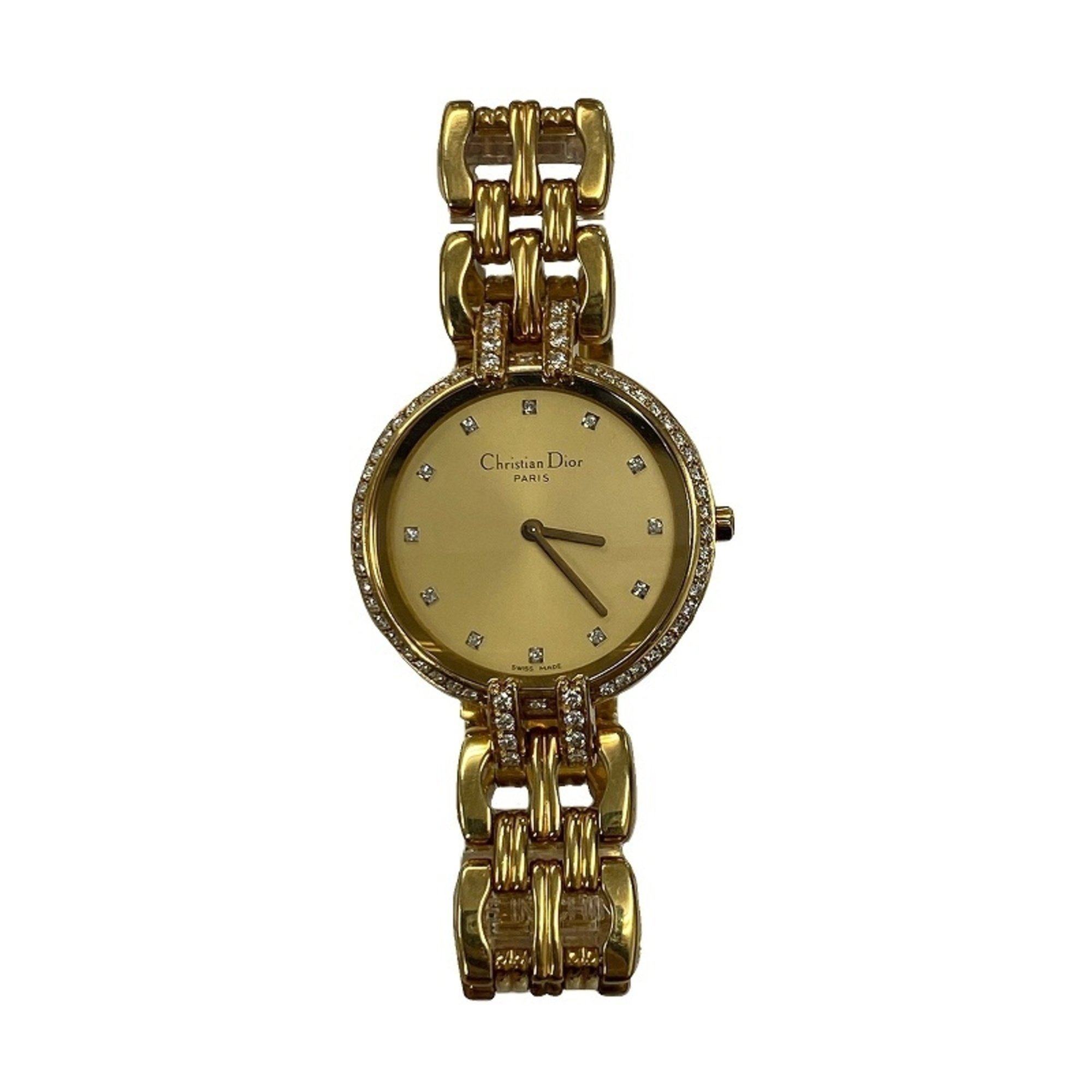 Christian Dior Bagira Diamond Bezel 12P Solid Gold Ladies Quartz Watch JA-19564