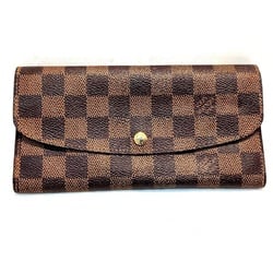 Louis Vuitton (LOUIS VUITTON) Portefeuille Emily N63019 DA Damier Ebene Bi-fold long wallet CA2102 Name (REI) included Loose buttons Soft feel KB-8988