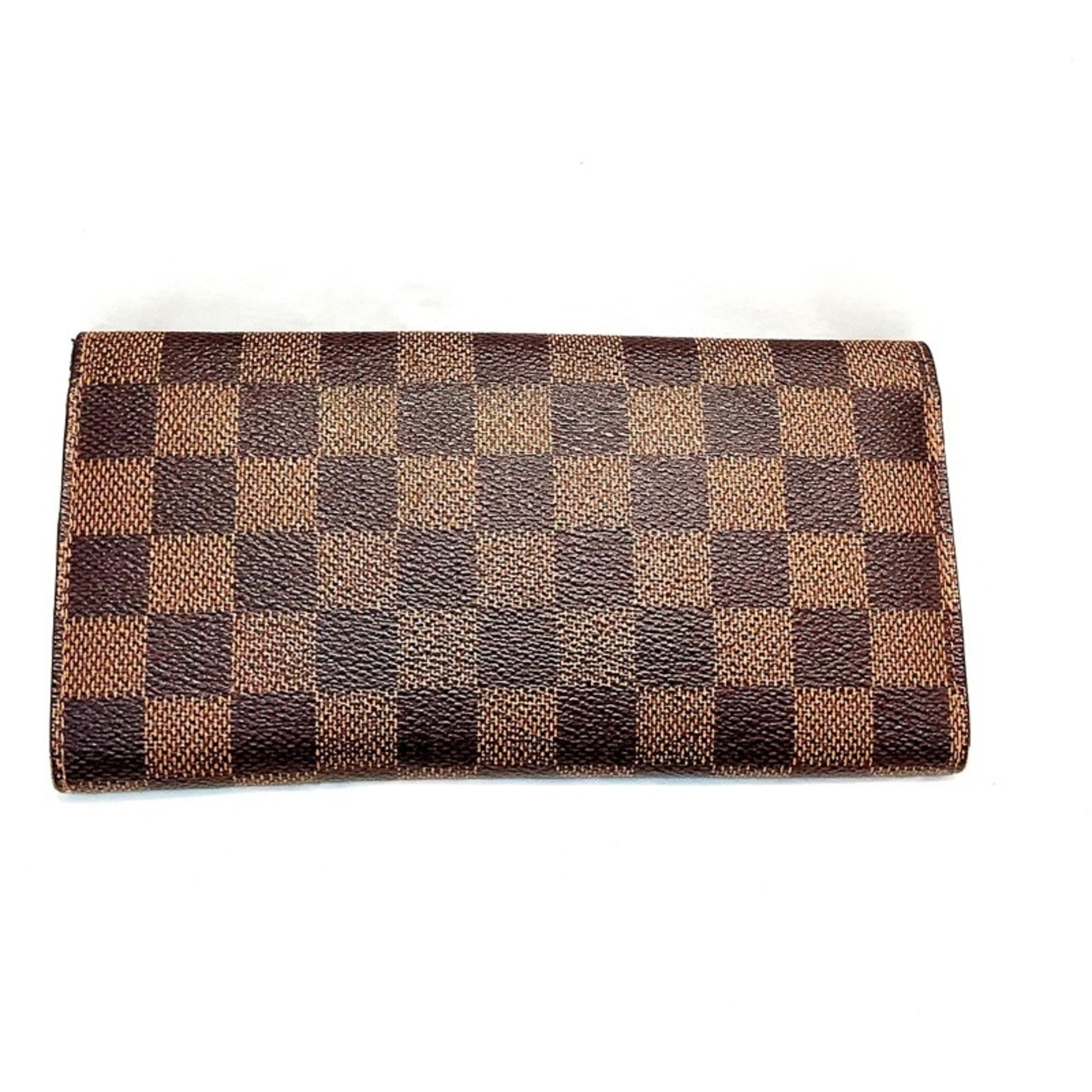 Louis Vuitton (LOUIS VUITTON) Portefeuille Emily N63019 DA Damier Ebene Bi-fold long wallet CA2102 Name (REI) included Loose buttons Soft feel KB-8988