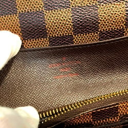 Louis Vuitton (LOUIS VUITTON) Portefeuille Emily N63019 DA Damier Ebene Bi-fold long wallet CA2102 Name (REI) included Loose buttons Soft feel KB-8988