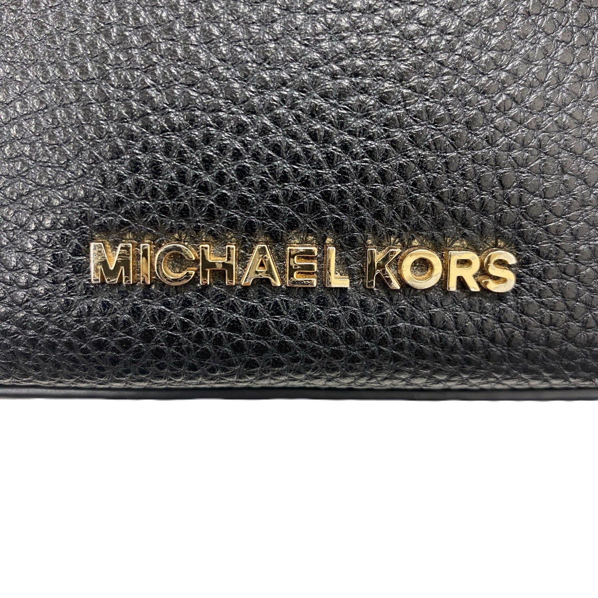 MICHAEL KORS Leather Kimberly Crossbody Shoulder Bag 35F8GKFM1L Black x JA-19512