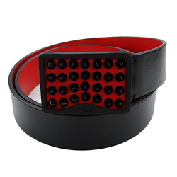 Christian Louboutin Men's Belt with Spike Studs Leather Louis Black Red 85/34