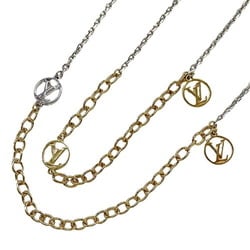 Louis Vuitton LOUIS VUITTON Necklace Women's Metal Sautoir Mania Gold Silver M68075 OB0156 Double Strand Long