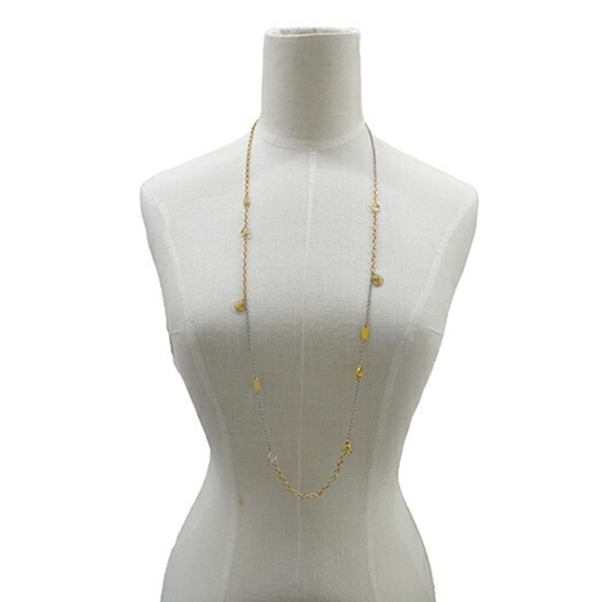 Louis Vuitton LOUIS VUITTON Necklace Women's Metal Sautoir Mania Gold Silver M68075 OB0156 Double Strand Long