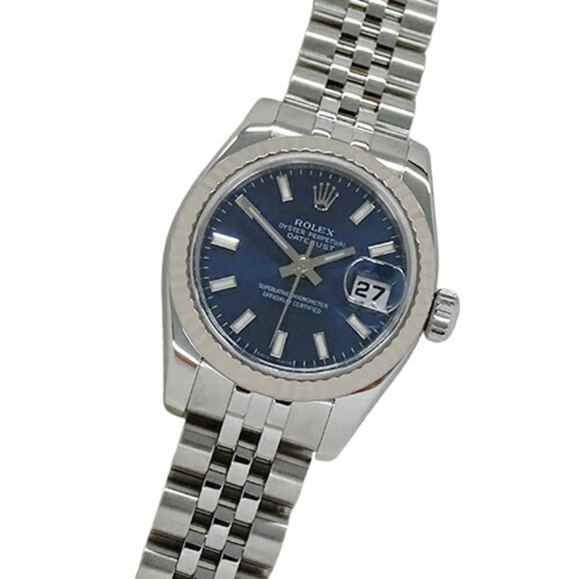 Rolex ROLEX Datejust 179174 D serial number watch ladies automatic winding AT stainless steel SS white gold WG silver blue bar polished