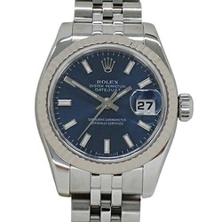 Rolex ROLEX Datejust 179174 D serial number watch ladies automatic winding AT stainless steel SS white gold WG silver blue bar polished