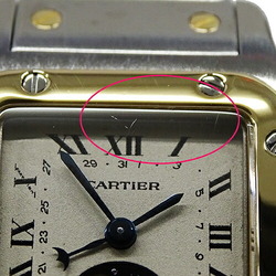 Cartier Women's Watch Santos Galbe SM Moon Phase Date Quartz Stainless Steel SS Gold YG W20008C4 Combination Polished