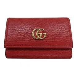 GUCCI 6-ring leather key case for women, GG Marmont, red, 456118