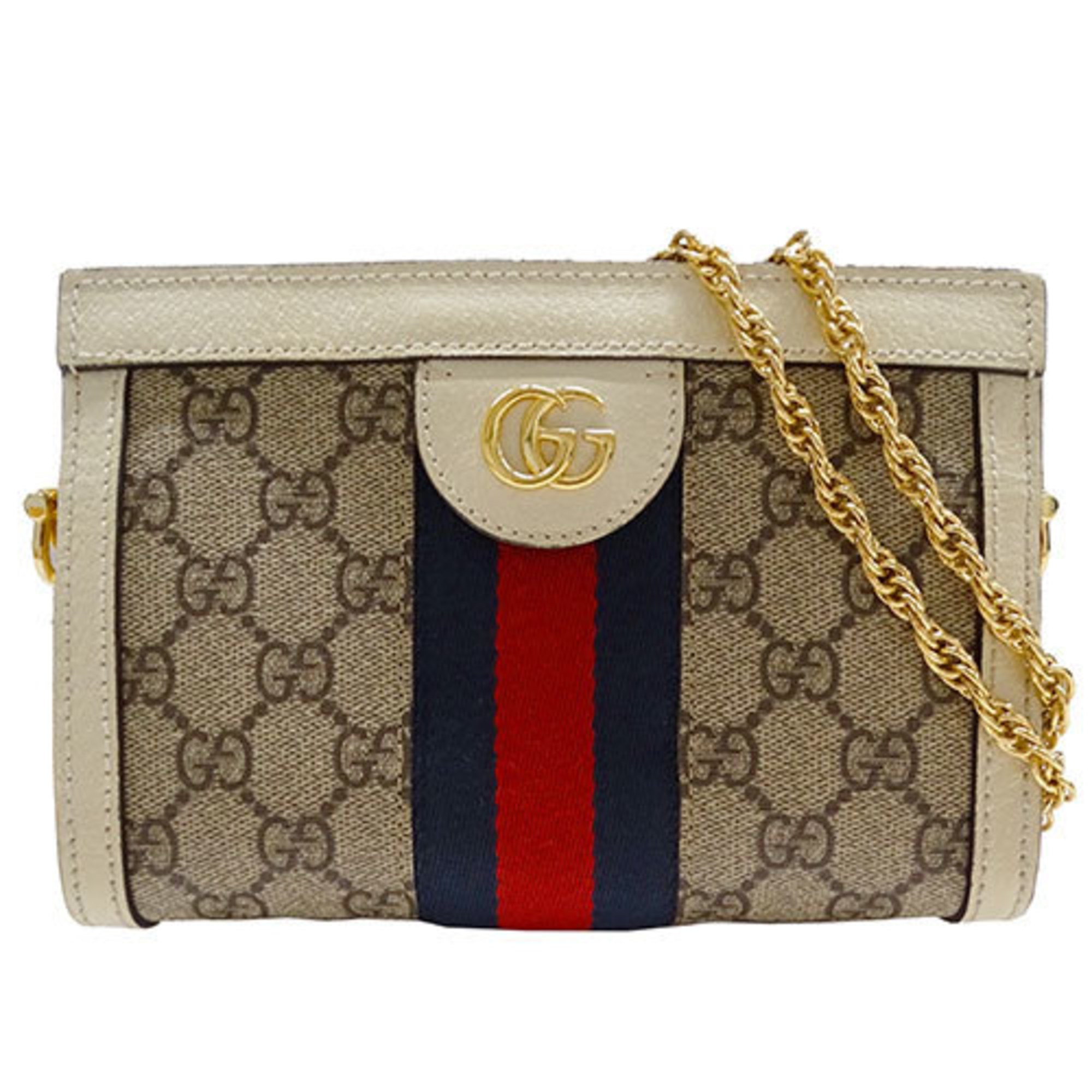 GUCCI Women's Shoulder Bag Ophidia Beige Ivory 602676 Chain Pochette