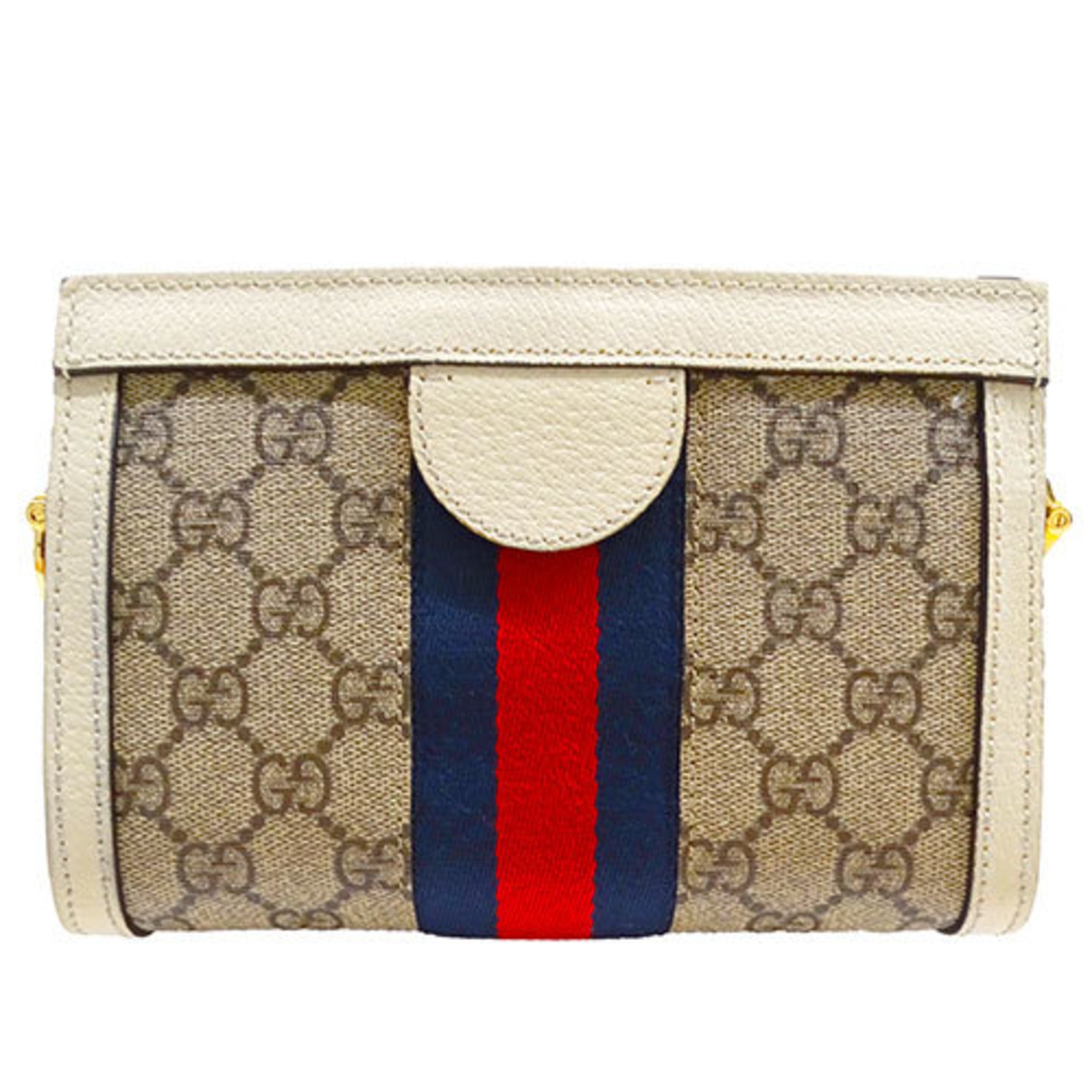 GUCCI Women's Shoulder Bag Ophidia Beige Ivory 602676 Chain Pochette