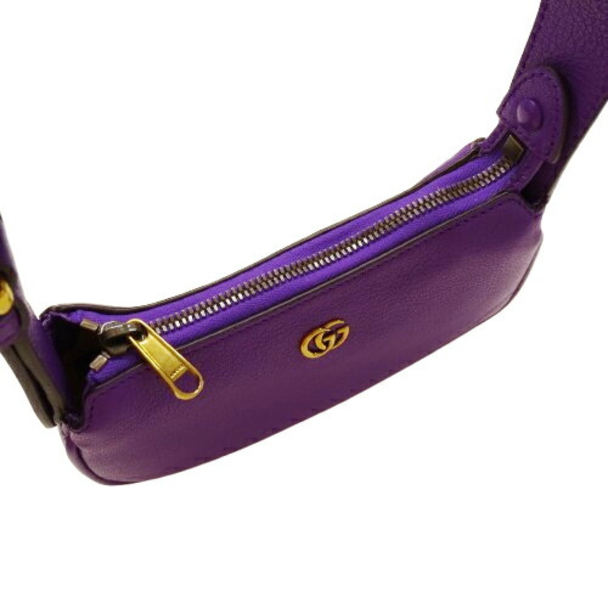 GUCCI Bag Women's Shoulder GG Marmont Aphrodite Leather Purple 739076