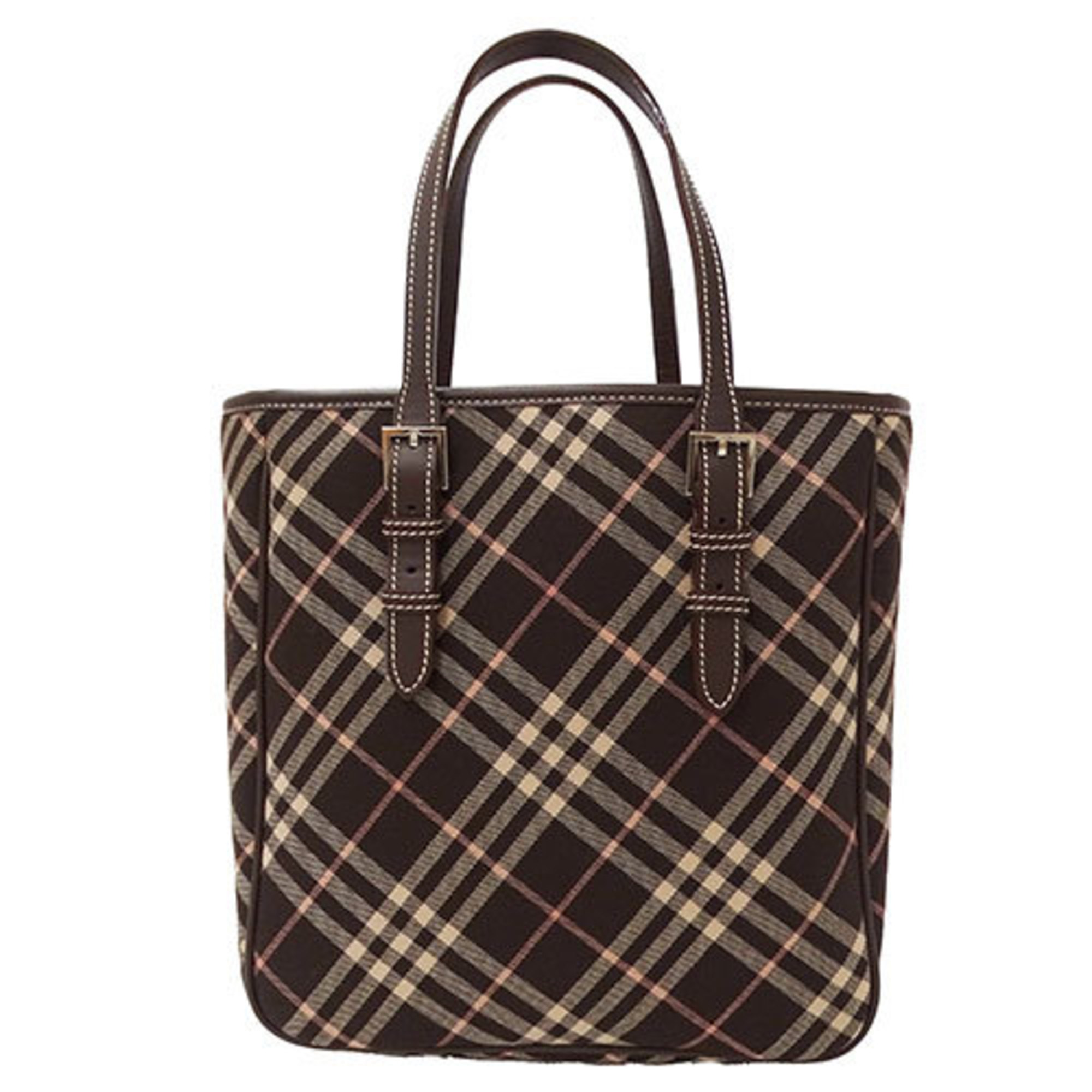 Burberry Blue Label Women's Tote Bag Canvas Brown Check Pattern