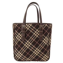 Burberry Blue Label Women's Tote Bag Canvas Brown Check Pattern