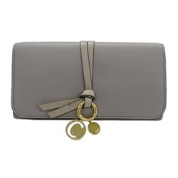 Chloé Chloe Women's Wallet Long Grained Calfskin Smooth Alphabet Grey CHC17AP942H9Q053