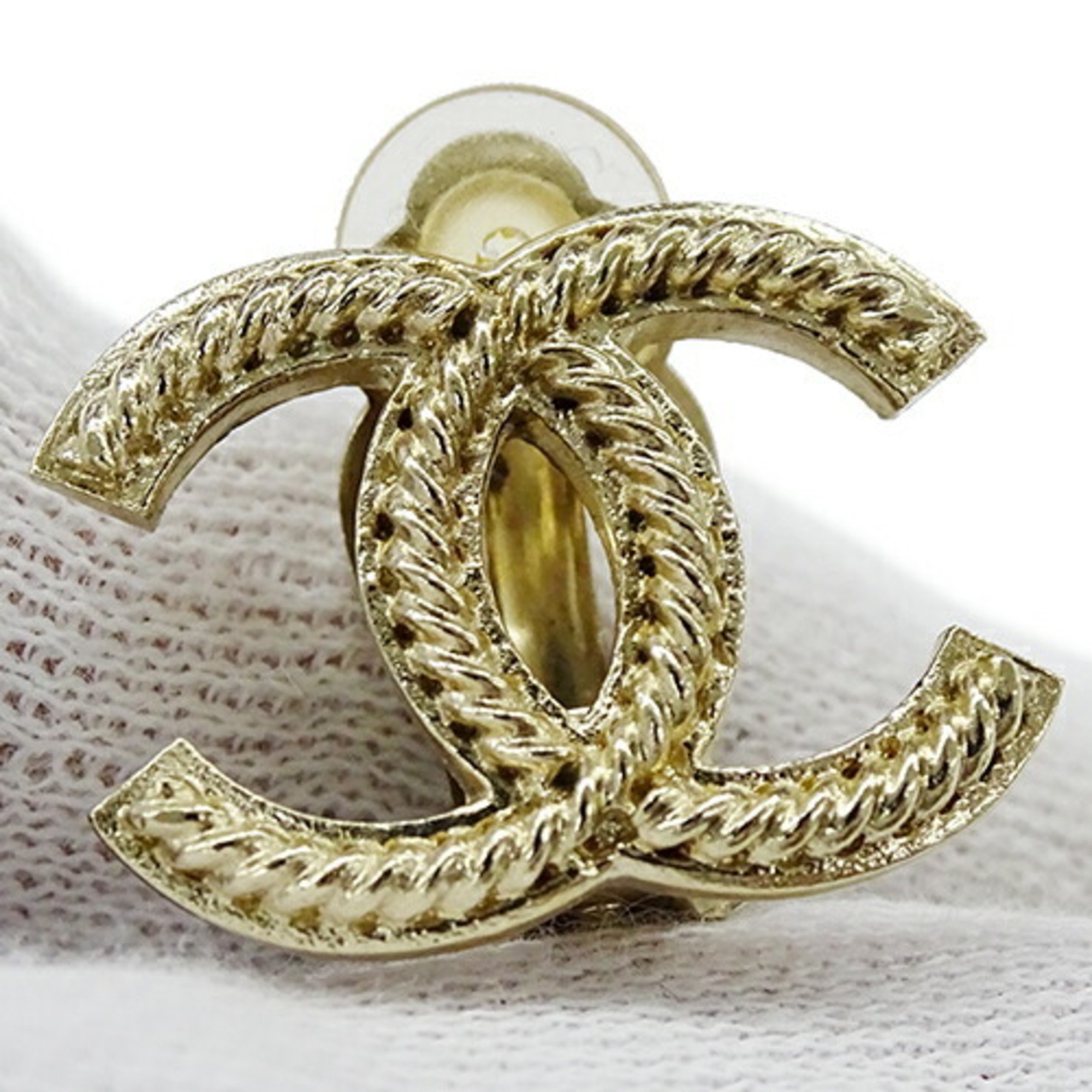 CHANEL Earrings for Women, Coco Mark, Champagne Gold, 13P