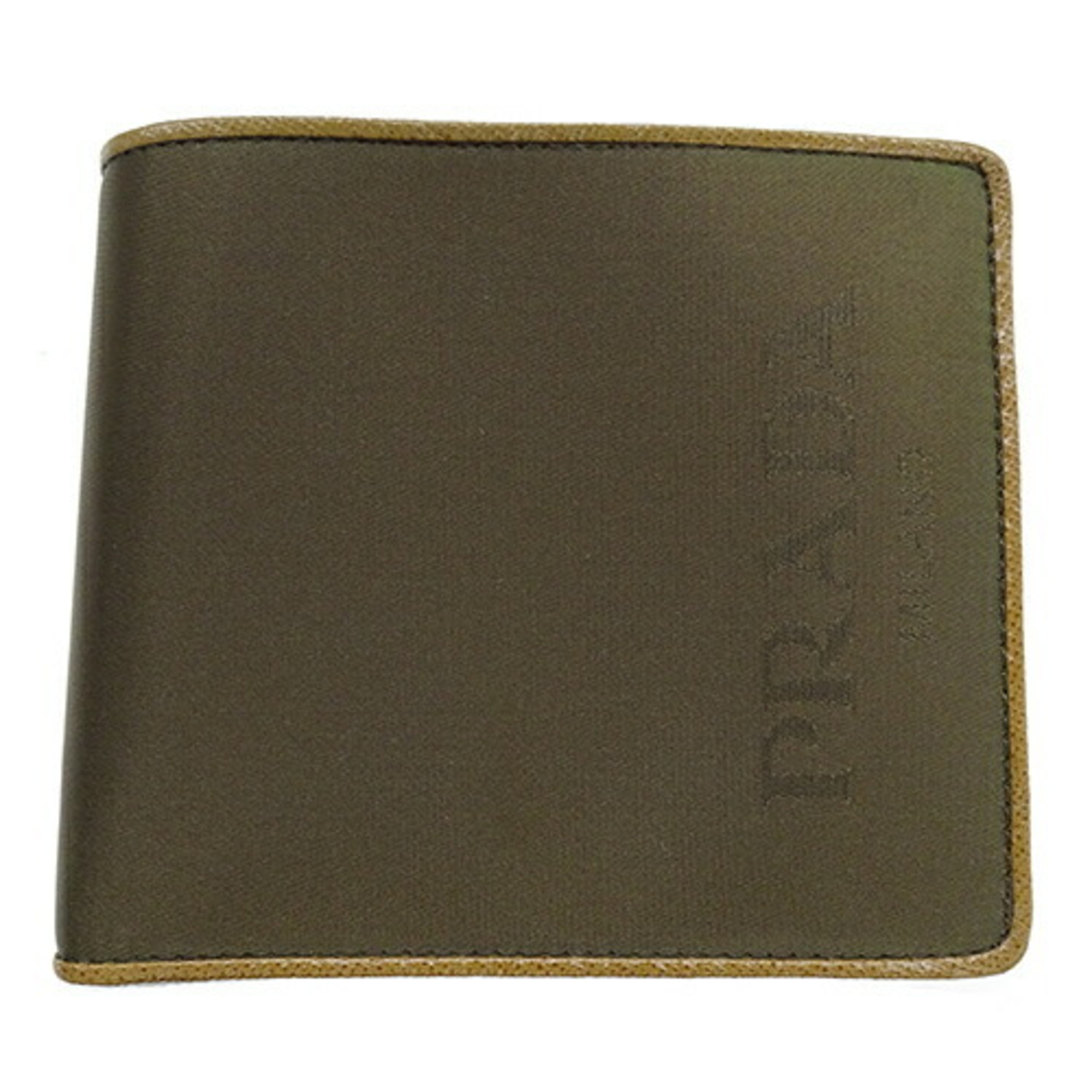 PRADA Men's Bi-fold Wallet Nylon Leather Khaki Brown 2M0738 Compact