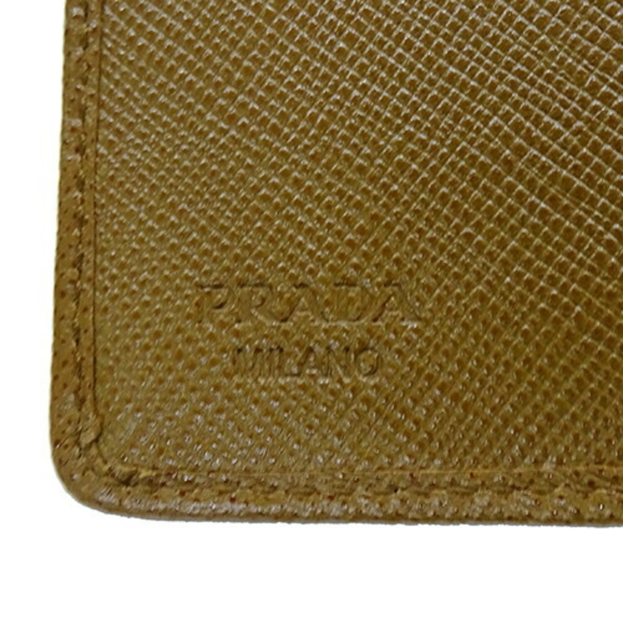 PRADA Men's Bi-fold Wallet Nylon Leather Khaki Brown 2M0738 Compact