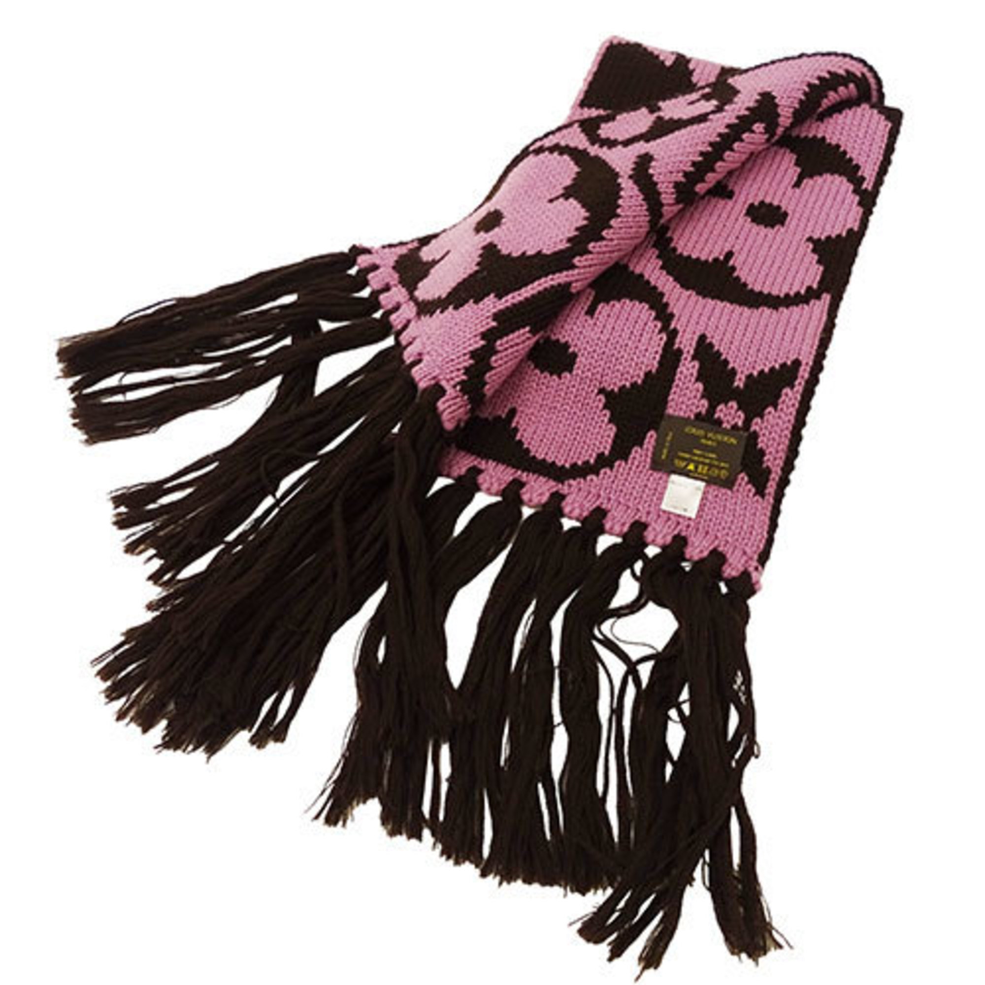 Louis Vuitton LOUIS VUITTON Scarf Women's Stole Monogram Wool Echarpe Grand Floor Pink Brown M72429