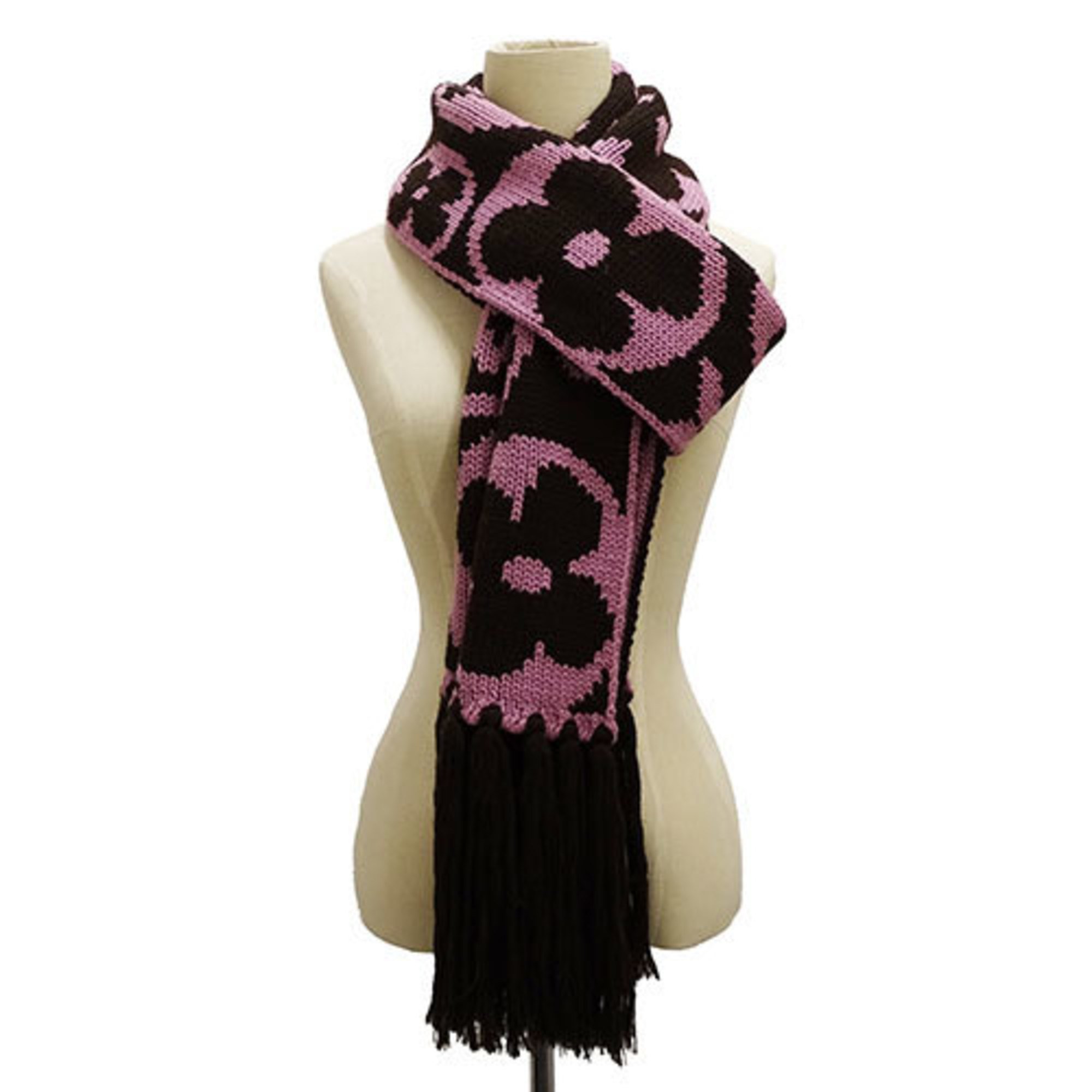 Louis Vuitton LOUIS VUITTON Scarf Women's Stole Monogram Wool Echarpe Grand Floor Pink Brown M72429