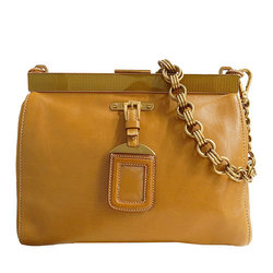 PRADA Women's Shoulder Bag Leather Camel Brown BR2530 Chain