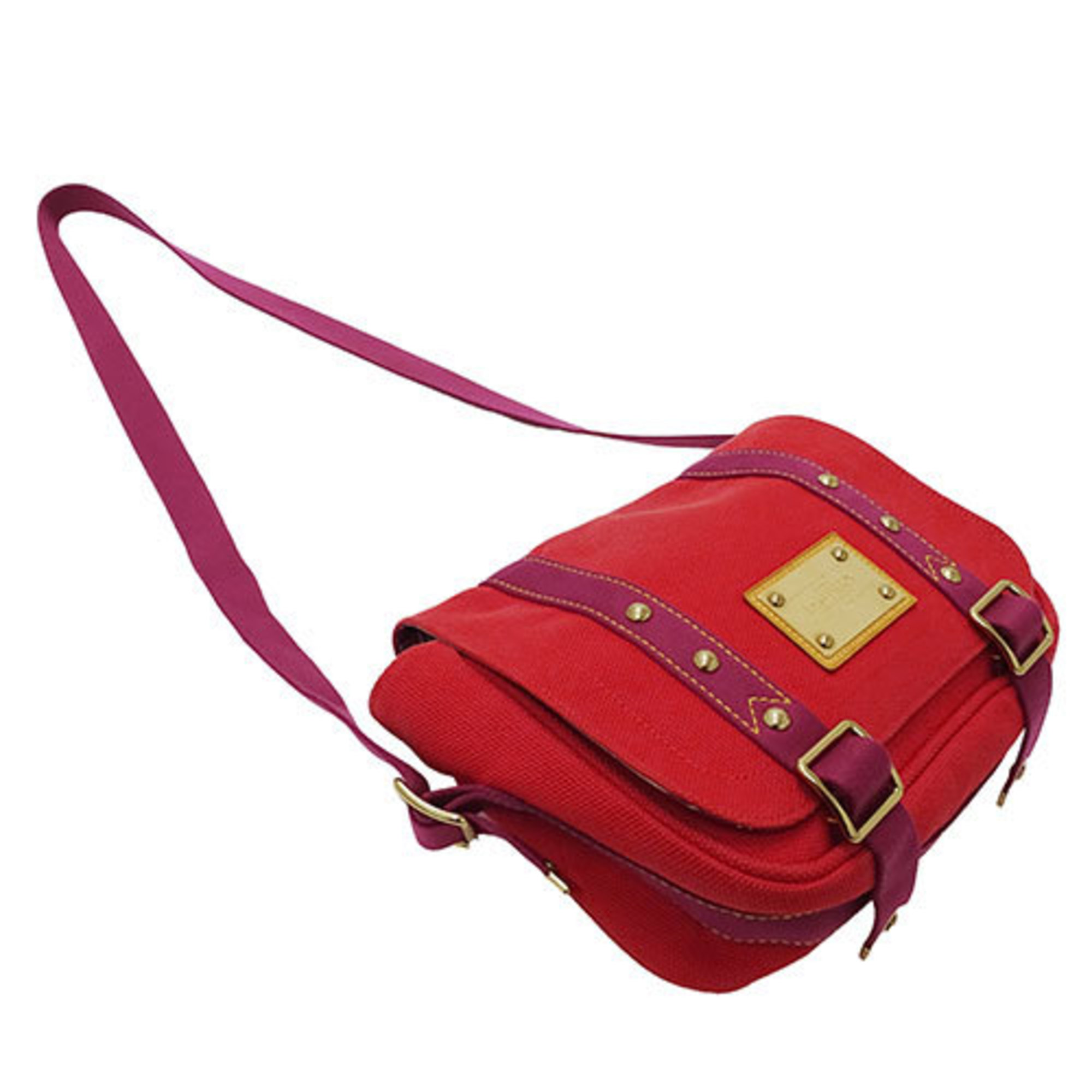 Louis Vuitton LOUIS VUITTON Bag Antigua Women's Men's Shoulder Canvas Buzas PM Rouge Red M40040