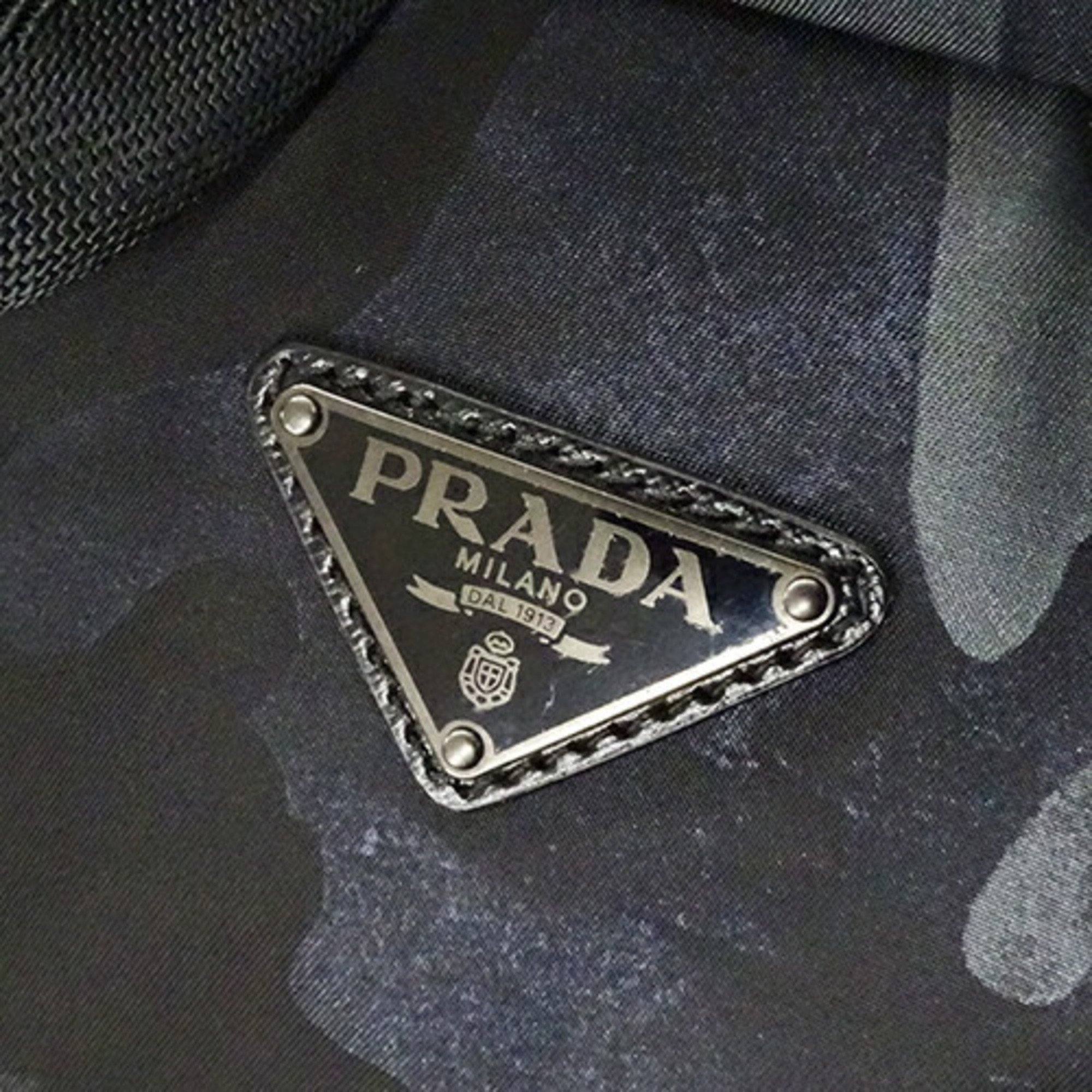 PRADA Bag Men's Backpack Nylon Navy V136 Camouflage