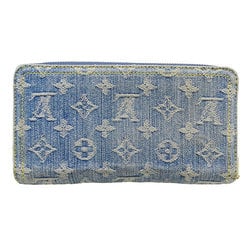 Louis Vuitton LOUIS VUITTON Wallet LV Remix Women's Men's Long Blue Denim Zippy M82958 Round