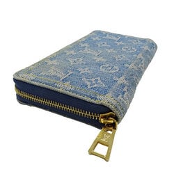 Louis Vuitton LOUIS VUITTON Wallet LV Remix Women's Men's Long Blue Denim Zippy M82958 Round