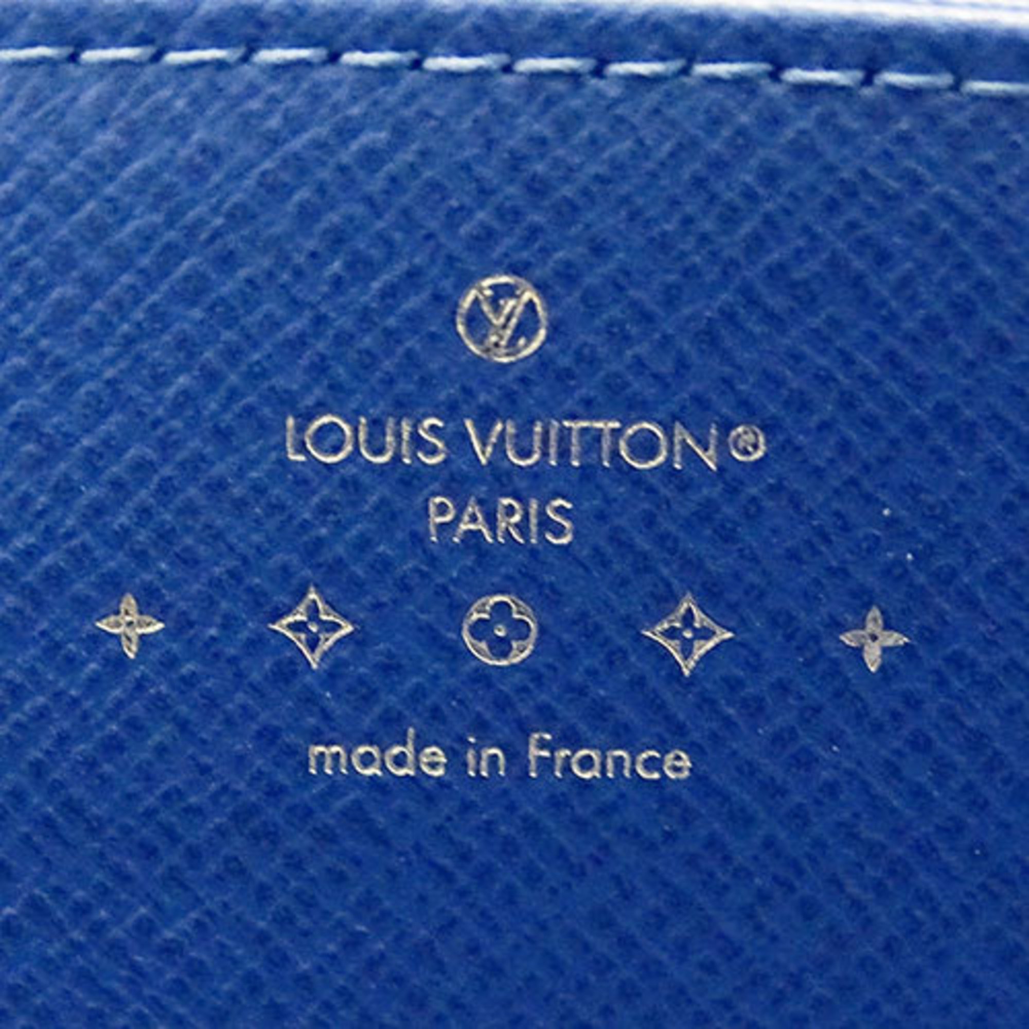 Louis Vuitton LOUIS VUITTON Wallet LV Remix Women's Men's Long Blue Denim Zippy M82958 Round