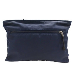 BALENCIAGA Pouch Clutch Bag for Women and Men, Nylon, Navy, Yellow, 459745