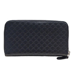 GUCCI Wallet for Women and Men, Long Wallet, Leather, Micro GG, Shima, Black, 544473, Round