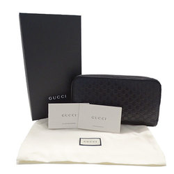 GUCCI Wallet for Women and Men, Long Wallet, Leather, Micro GG, Shima, Black, 544473, Round