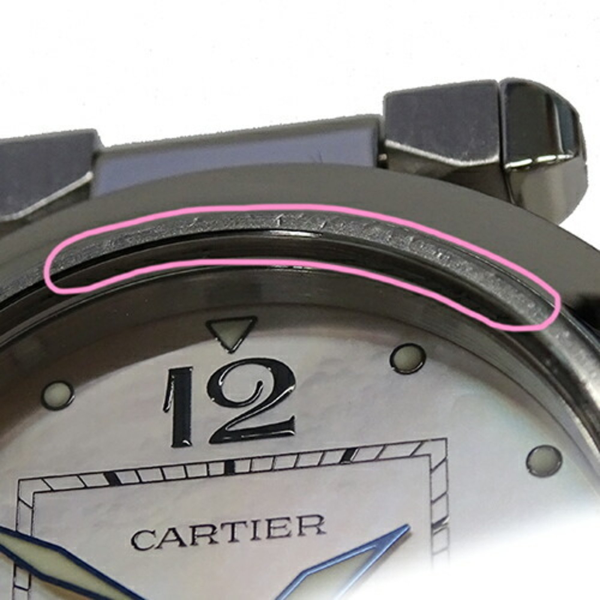 Cartier Pasha C Ladies Watch 2003 Xmas Limited Edition Pink Shell Date Automatic AT Stainless Steel SSW3106499 Silver Polished