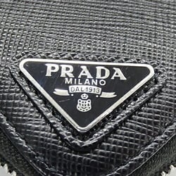 PRADA Wallet for Women and Men, Coin Case, Card Triangle, Saffiano, Black, 2MM358, Compact