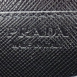 PRADA Wallet for Women and Men, Coin Case, Card Triangle, Saffiano, Black, 2MM358, Compact