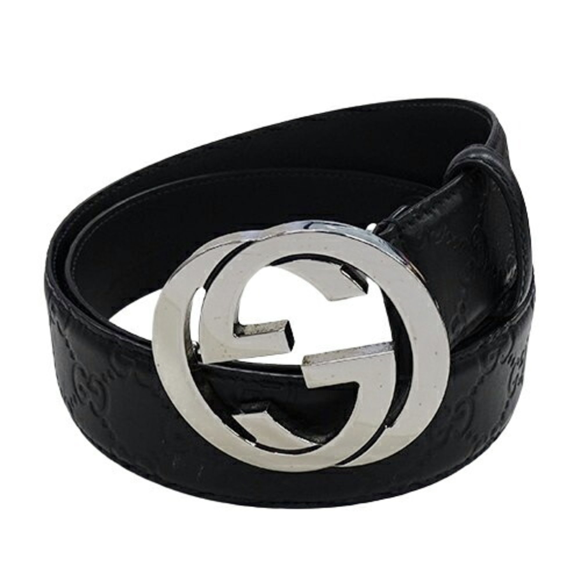 GUCCI Men's Shima Interlocking G Belt in Signature Leather Black 411924 90/36