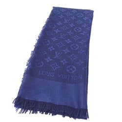 Louis Vuitton LOUIS VUITTON Women's Scarf Stole Silk Wool Shawl Monogram Blue Marine Navy M92498