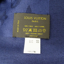 Louis Vuitton LOUIS VUITTON Women's Scarf Stole Silk Wool Shawl Monogram Blue Marine Navy M92498