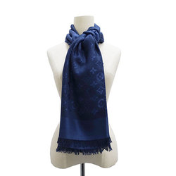 Louis Vuitton LOUIS VUITTON Women's Scarf Stole Silk Wool Shawl Monogram Blue Marine Navy M92498